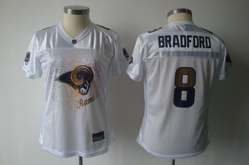 Rams #8 Sam Bradford White 2011 Women's Fem Fan NFL Jersey - Click Image to Close